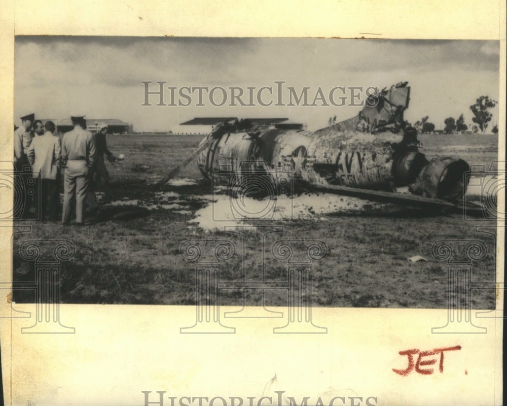 1956 Press Photo Unknown Jet Crash - Historic Images