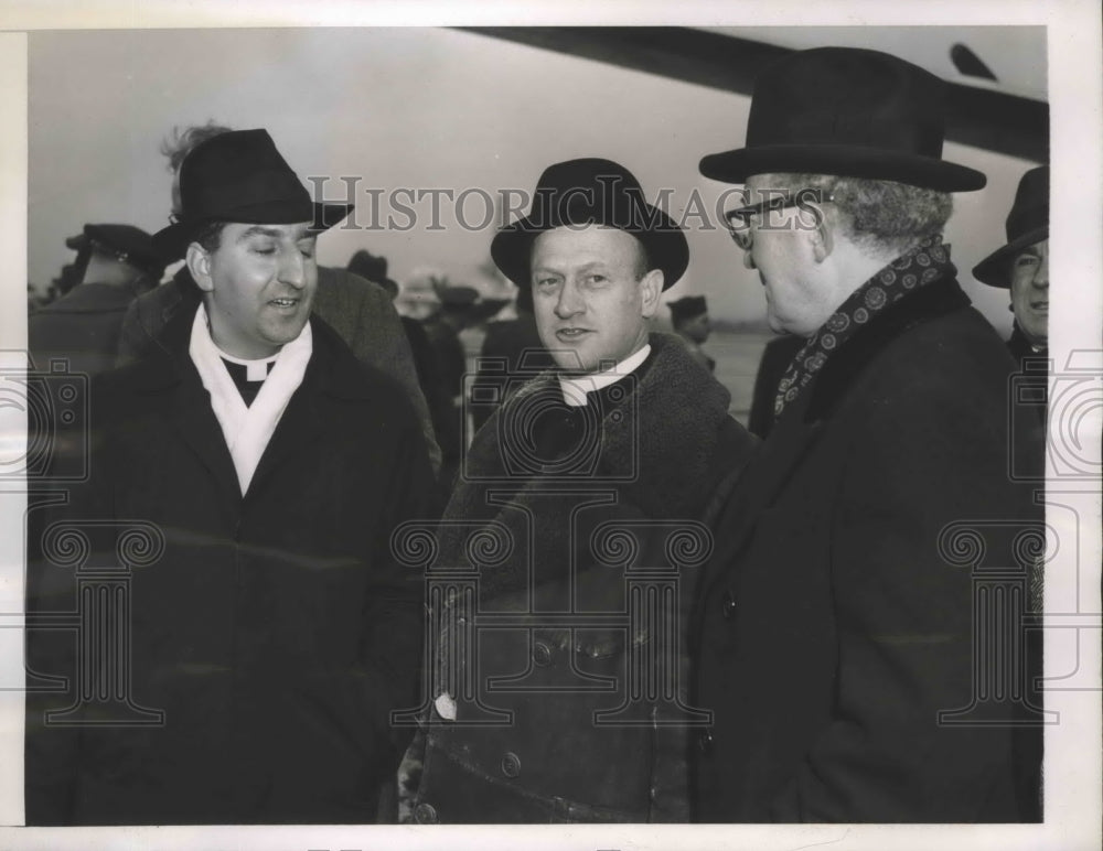 1945 Father Leopold Braun Greeted as He Arrived at WA Airport - Historic Images