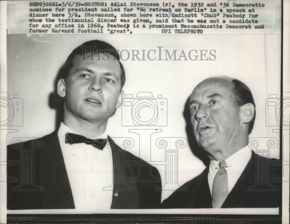 1959 Adlai Stevenson Called for 'No Retreat on Berlin' in Speech - Historic Images
