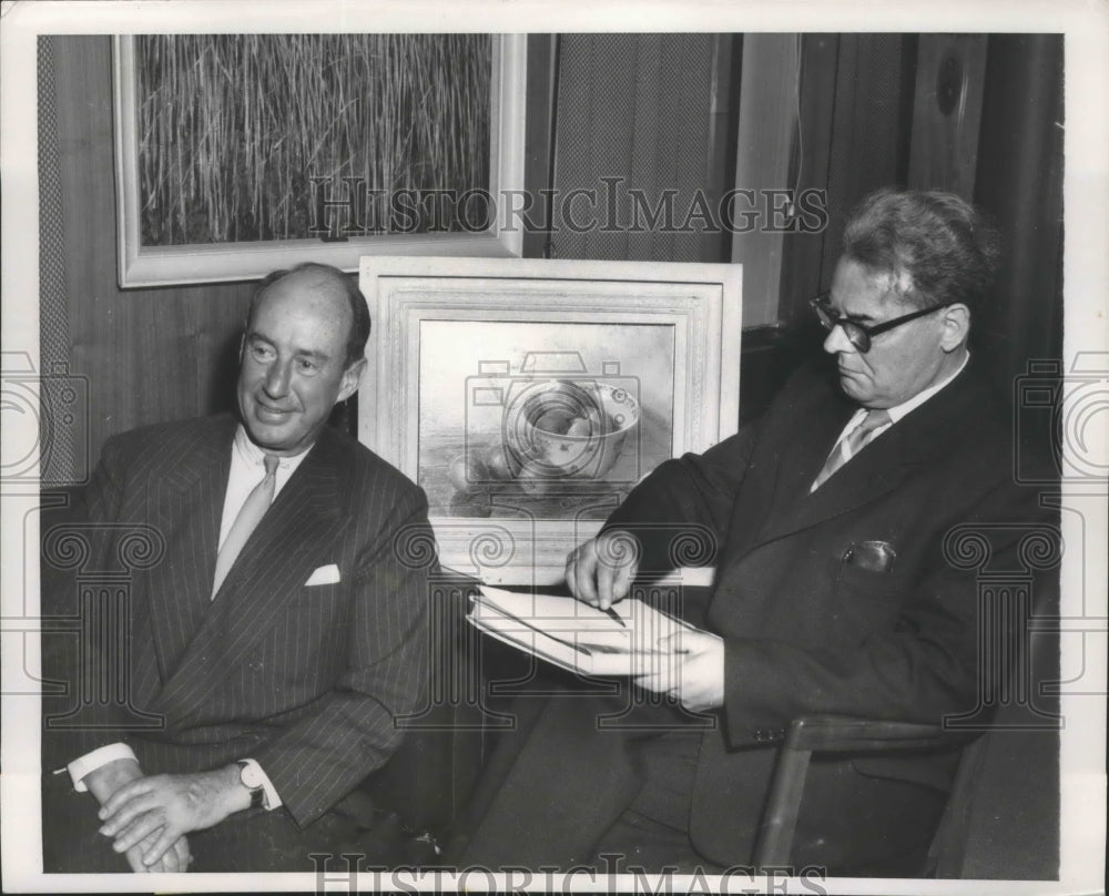 1958 Adlai Stevenson Sits For Quick Sketch by Dutch Artist Henk Bos - Historic Images