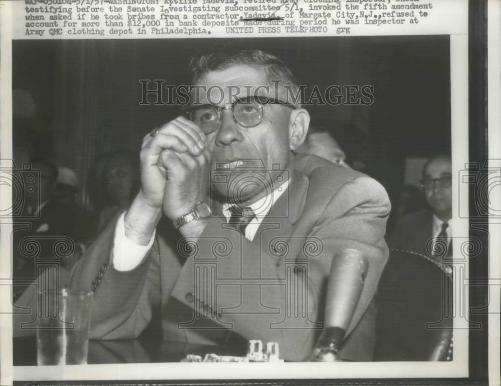 1957 Press Photo Senate Investigating Subcommittee Invoked Fifth Amendment - Historic Images