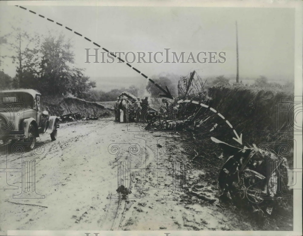 1934 Scene of Air Liner Crash From Kansas City for Omaha 5 Killed - Historic Images