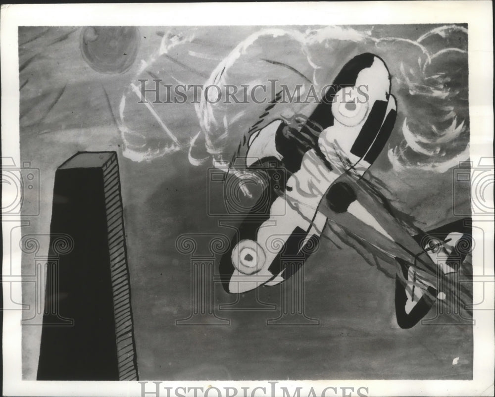 1941 Press Photo Victor Morande Student at Hartley House Rendered Dive Bomber-Historic Images