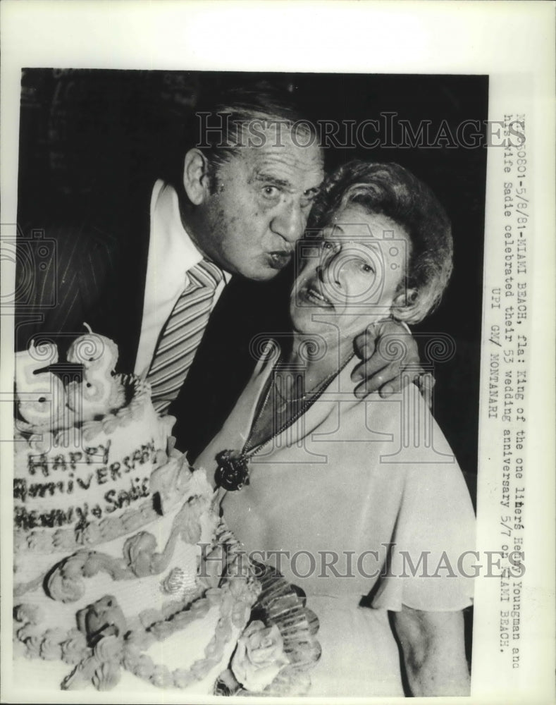 1981 Press Photo Henry Youngman &amp; Wife Sadie Celebrate 53 Wedding Anniversary-Historic Images