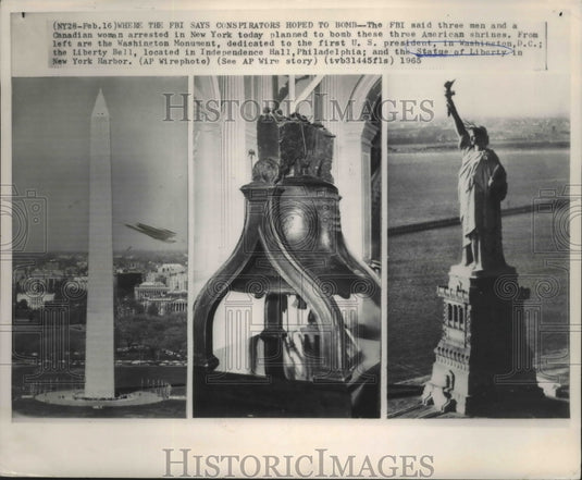 1965 Press Photo 3-Men & Canadian Woman Arrested in NY Planned to Bomb Shrines - Historic Images