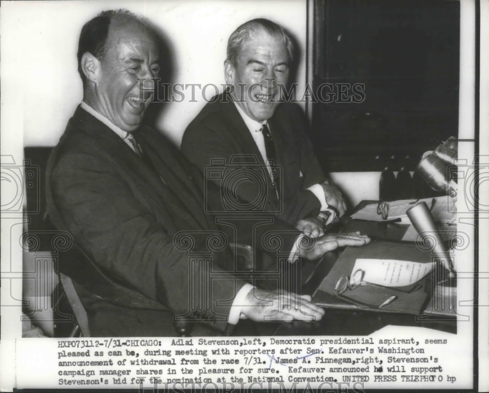 1956 Press Photo Adlai Stevenson During Meeting with Reporter After Announcement-Historic Images