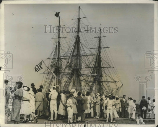 1931 Press Photo Banners Flying From Old Ironsided Who Participated in Ceremony-Historic Images