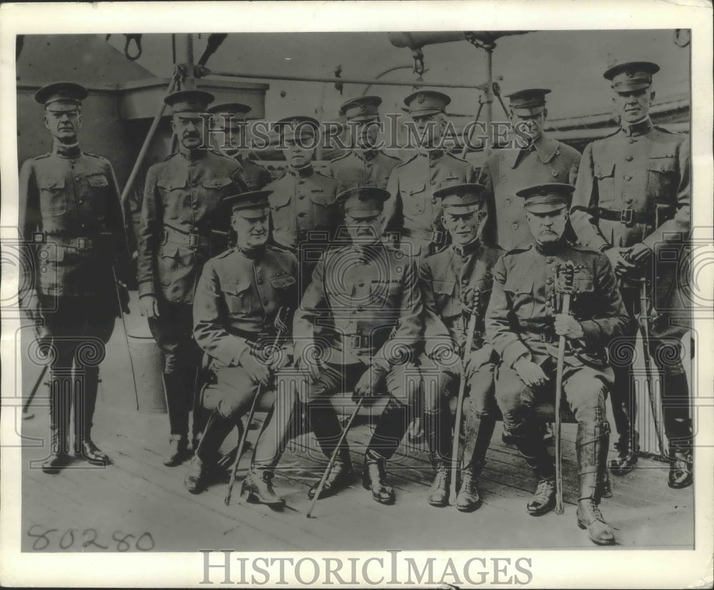 1940 Press Photo Gen.Pershing  and Officers on board the &quot;Baltic&quot; - Historic Images