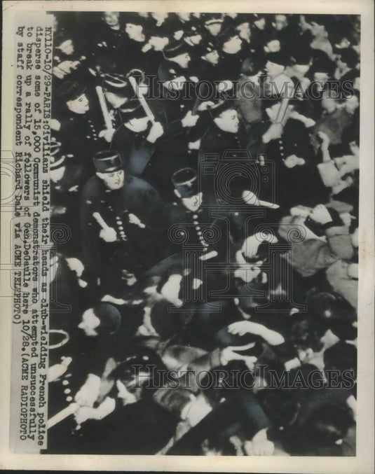 1947 Press Photo French Police disperse 15,000 Communist Demonstrators-Historic Images