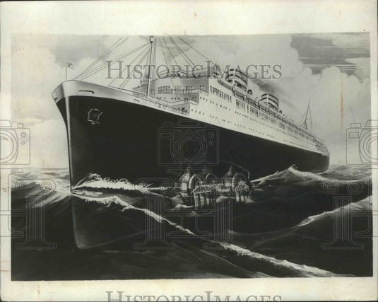 1931 Press Photo Lloyd Sabaudo Line Conte Di Savois launched at Trieste Italy-Historic Images