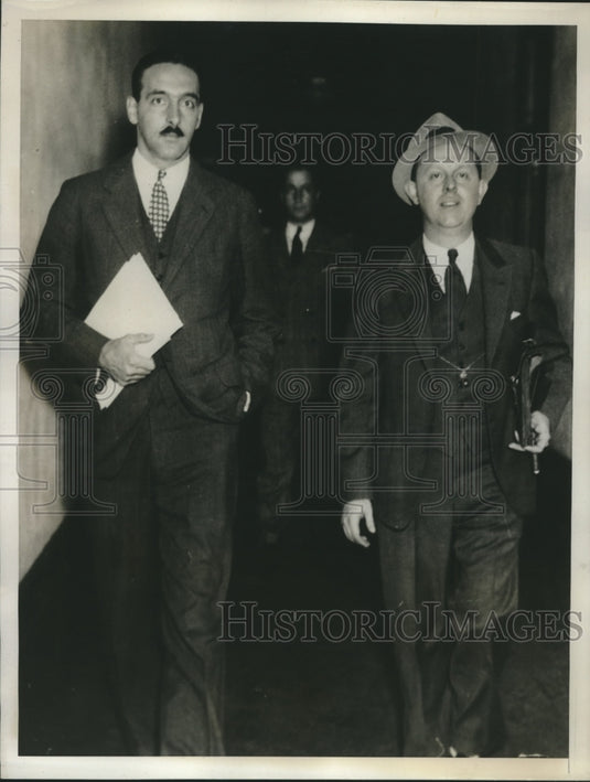 1935 Press Photo William Park & Harvey Cox at courthouse for death inquest-Historic Images