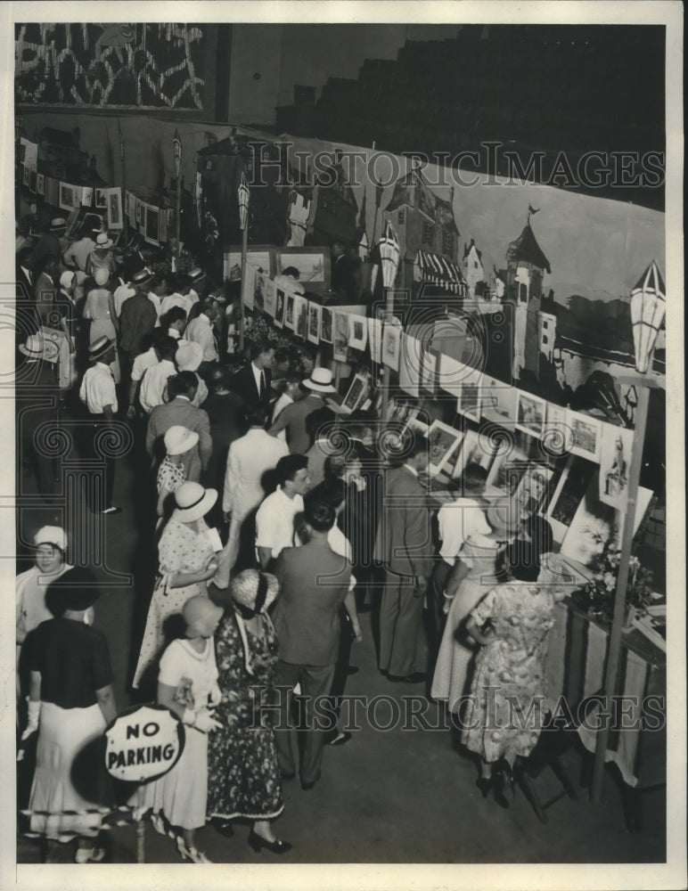 1932 Press Photo Cleveland artists set up a curb market to sell their work-Historic Images