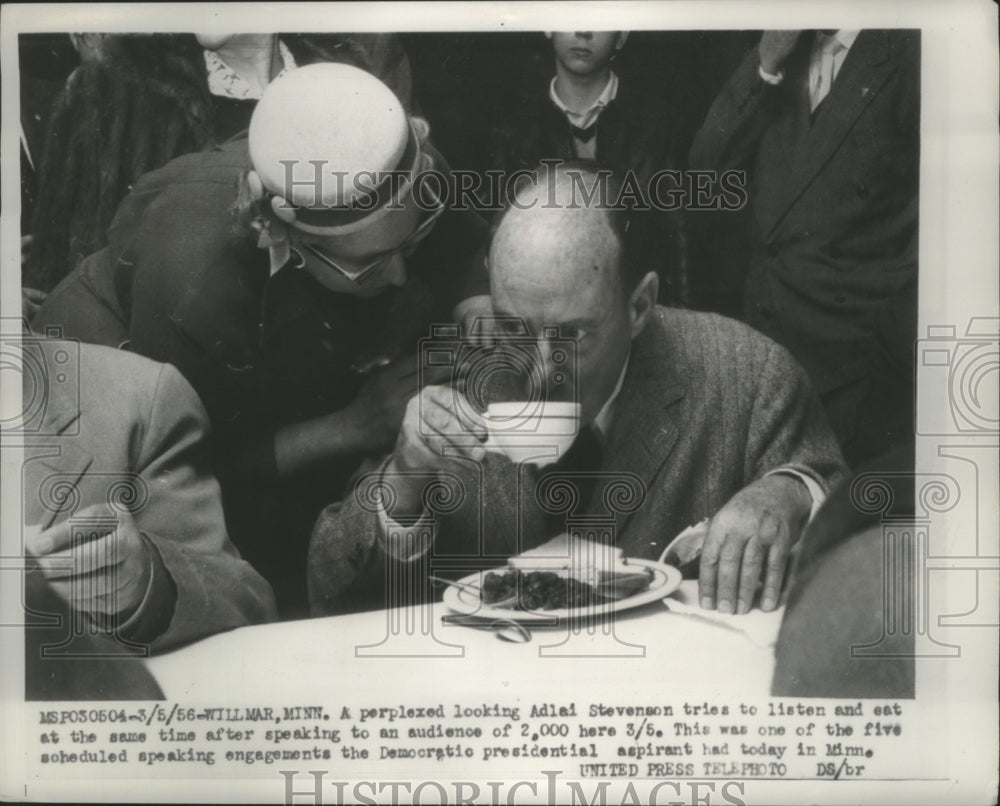 1956 Press Photo Adai Stevenson during a Democratic speaking engagement-Historic Images