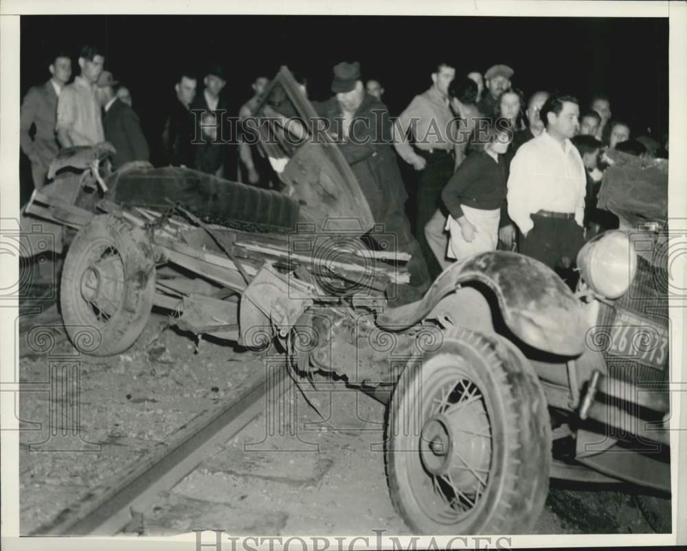 1939 A wrecked car that collided with a train in Los Angeles, Calif. - Historic Images