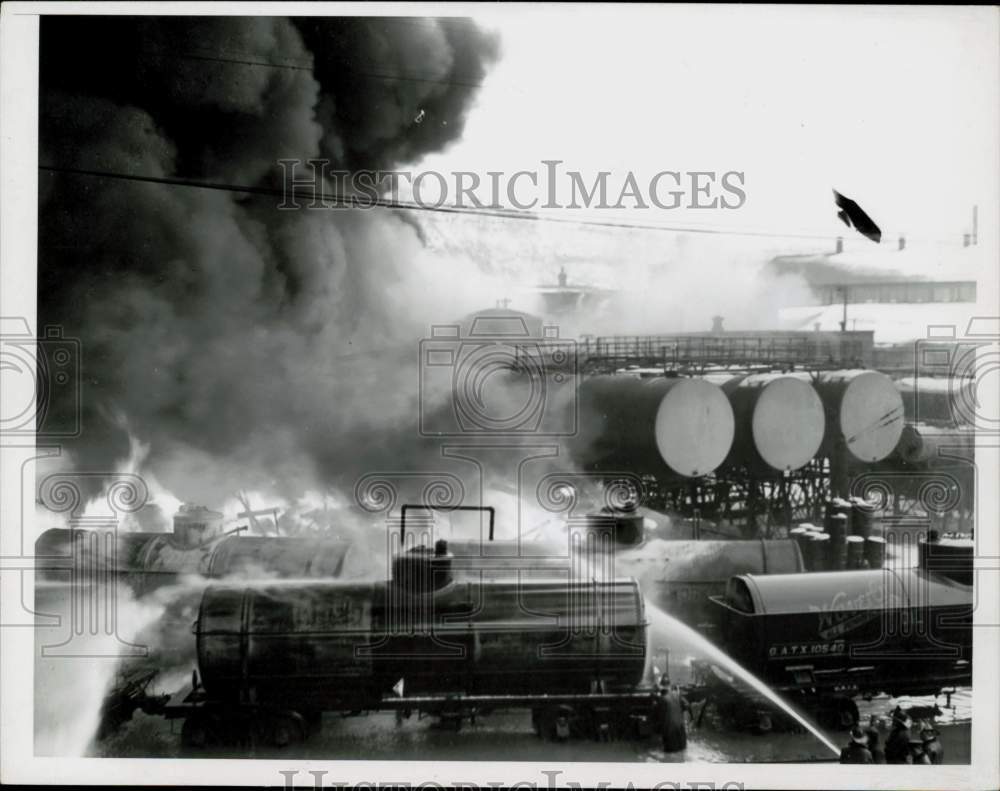 1936 Press Photo Firemen fight a fire on Butler Street, Pittsburgh PA - Historic Images