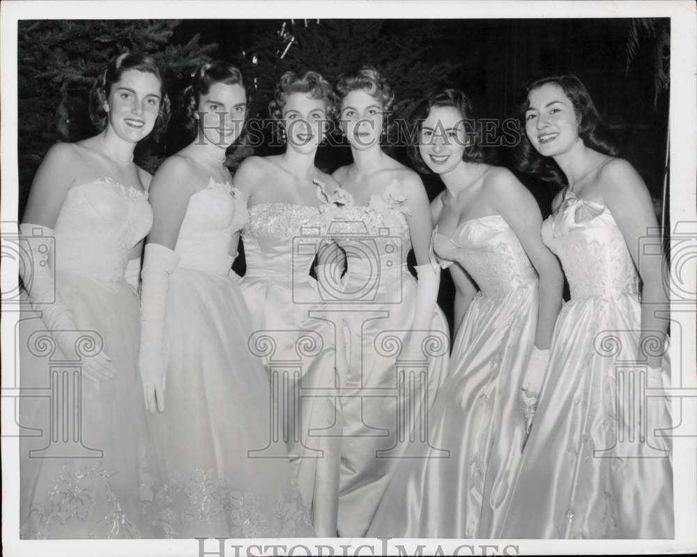 1953 Press Photo Three sets of twins attend Debutante Cotillion in New York City- Historic Images