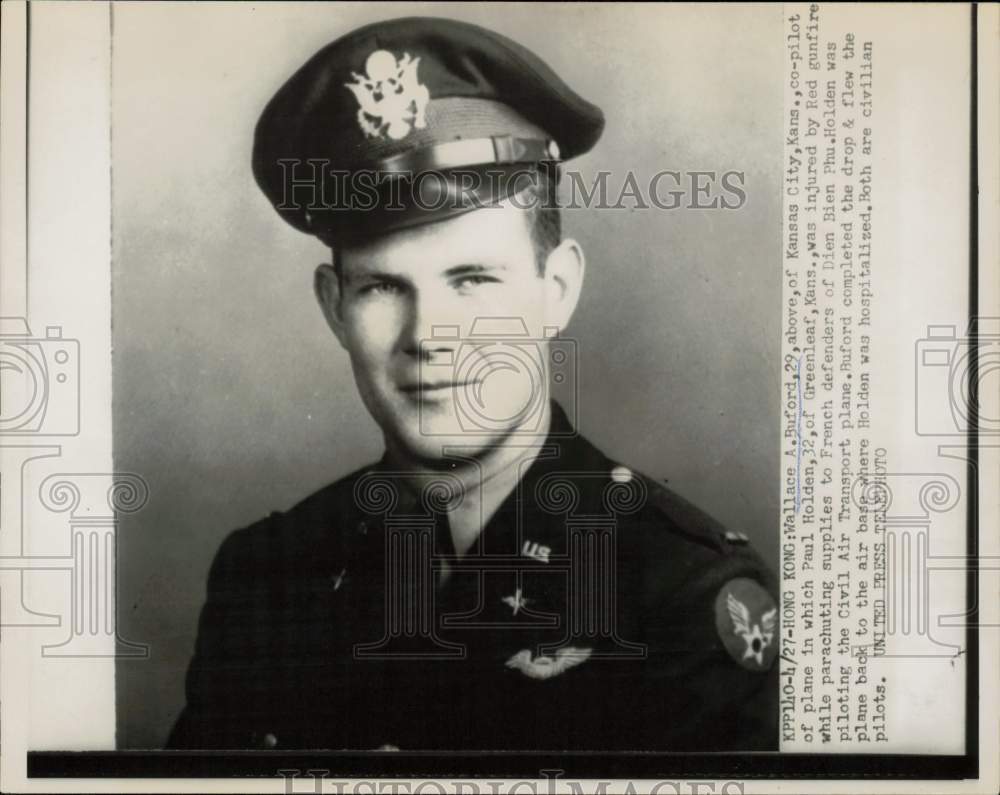 1954 Press Photo Wallace A. Buford, Co-Pilot, Civil Air Transport, Hong Kong- Historic Images