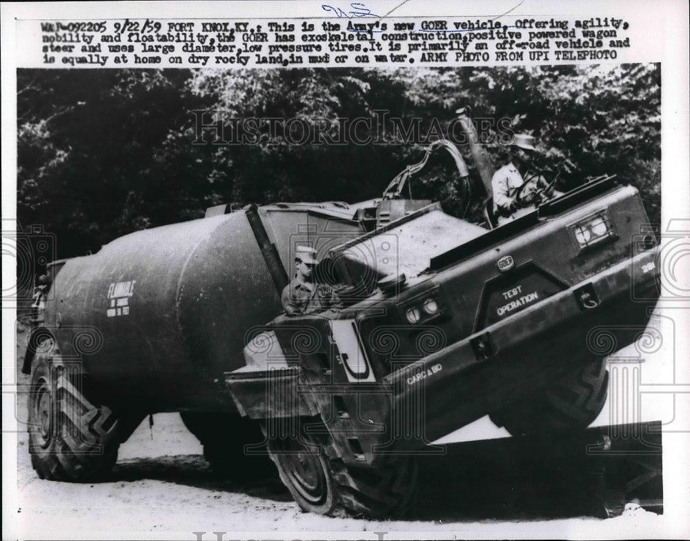 1959 Press Photo Ft Knox, Ky Army&#39;s new GOER vehicle being demonstrated - Historic Images