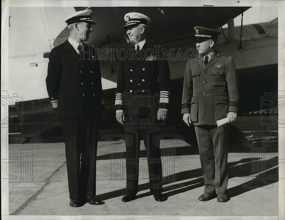 1934 Press Photo Adm Halligan, Adm DF Sellers &amp; Cmdr K McGinnis-Historic Images