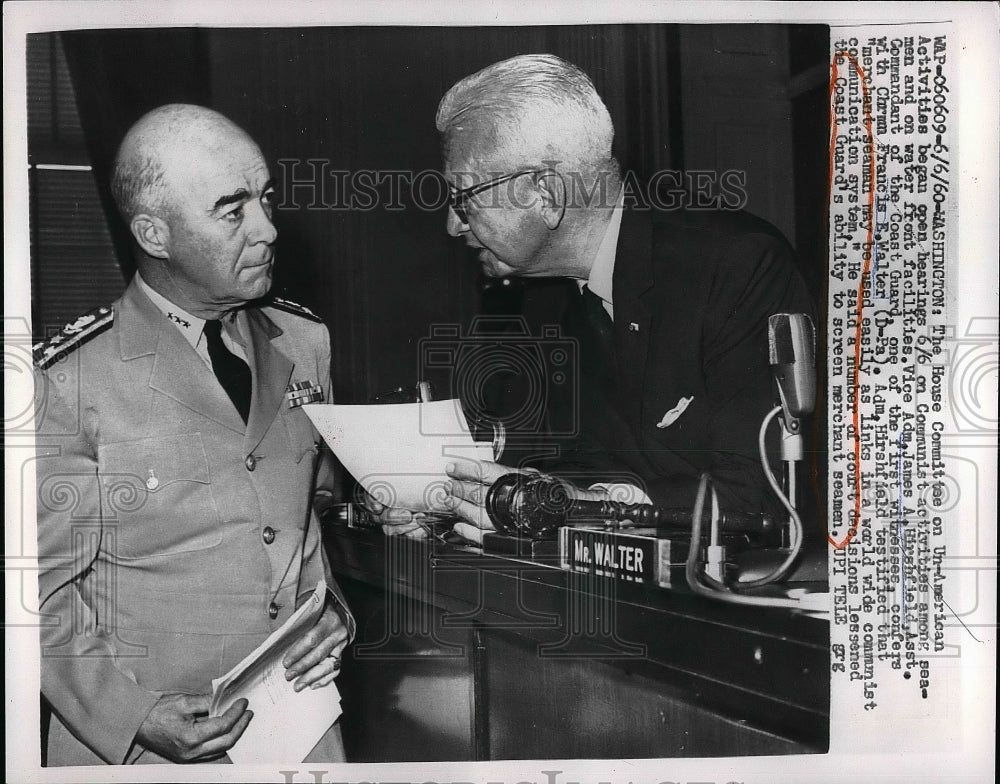 1960 Press Photo Vice Adm James A Hirschfield &amp; Francis E Walter - nem09339-Historic Images