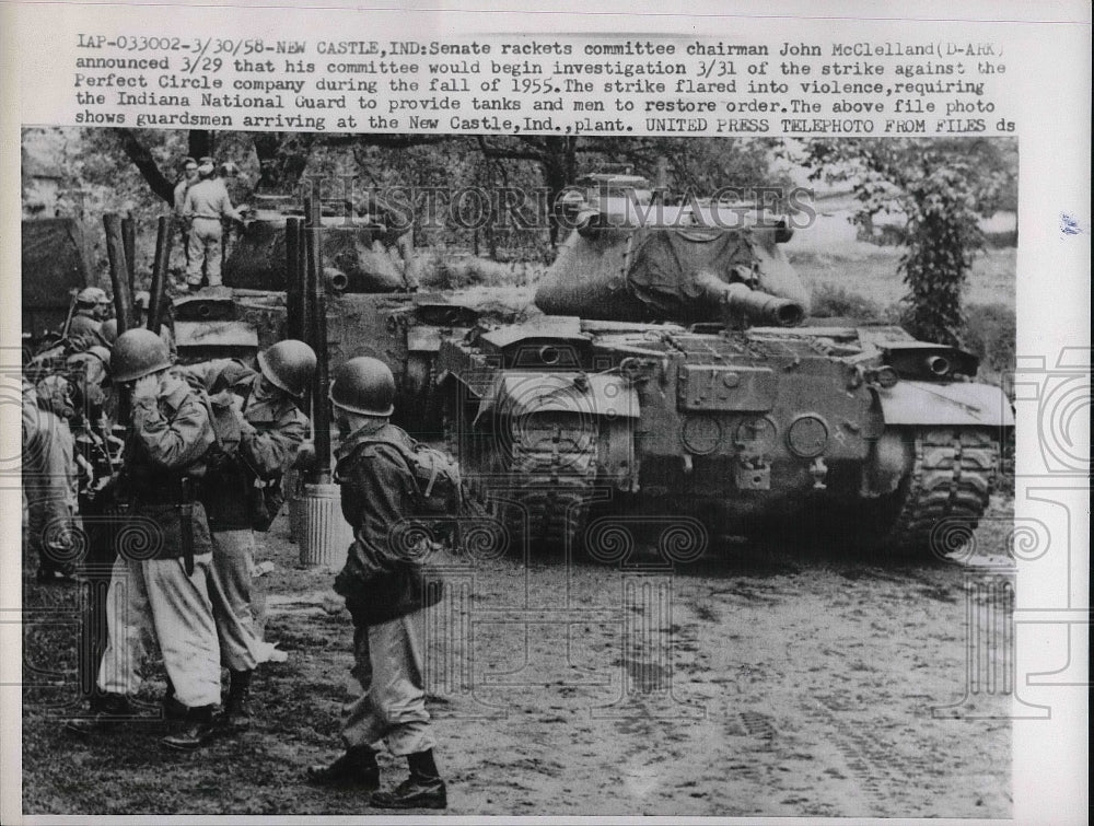 1958 Press Photo Natl.Guard arrived to guard strikers in New Castle Ind.Plant .-Historic Images