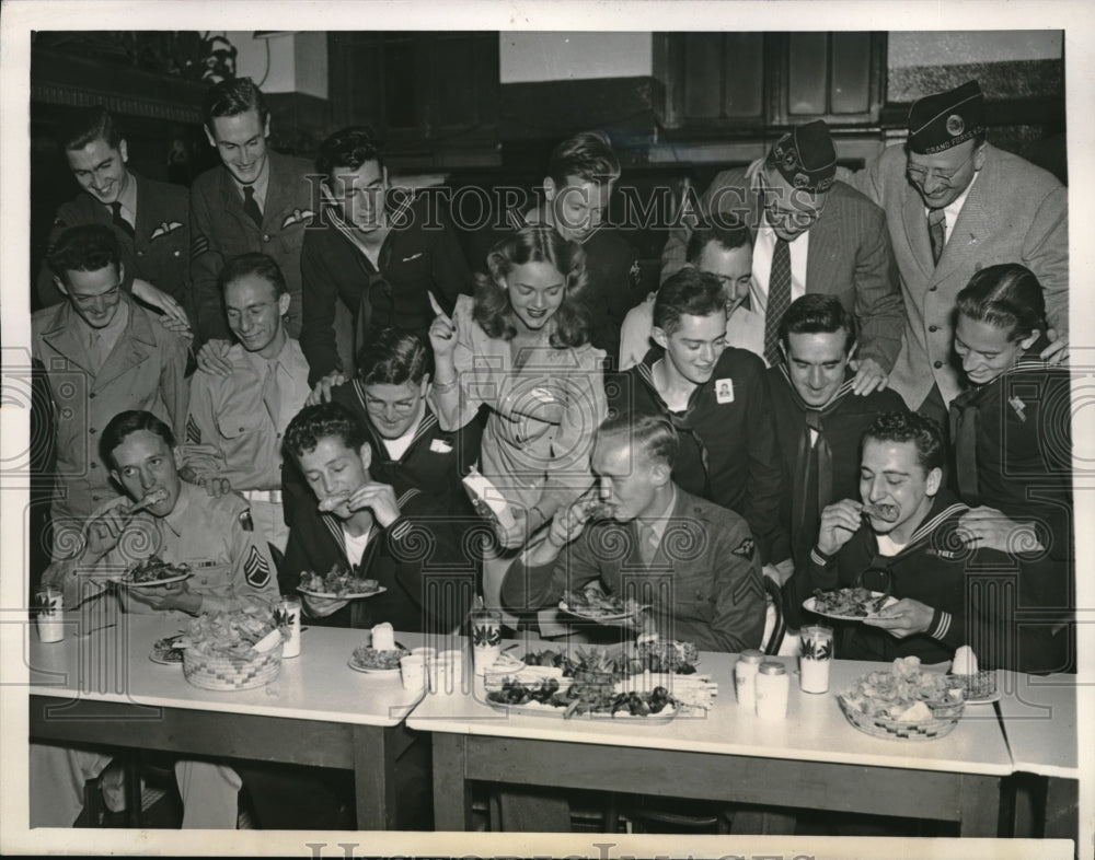 1944 Eating Competition of Servicemen by American Legion in Chicago. - Historic Images