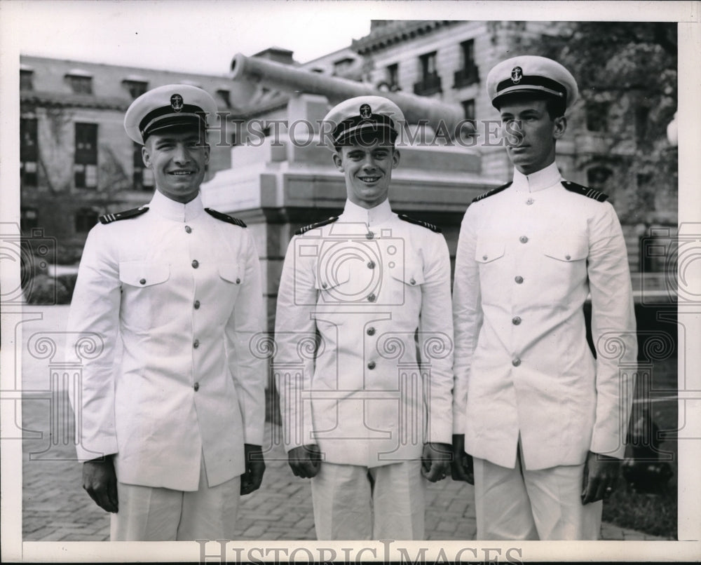 1945 Top Three Honor Men of Naval Academy 1945 Graduating Class. - Historic Images