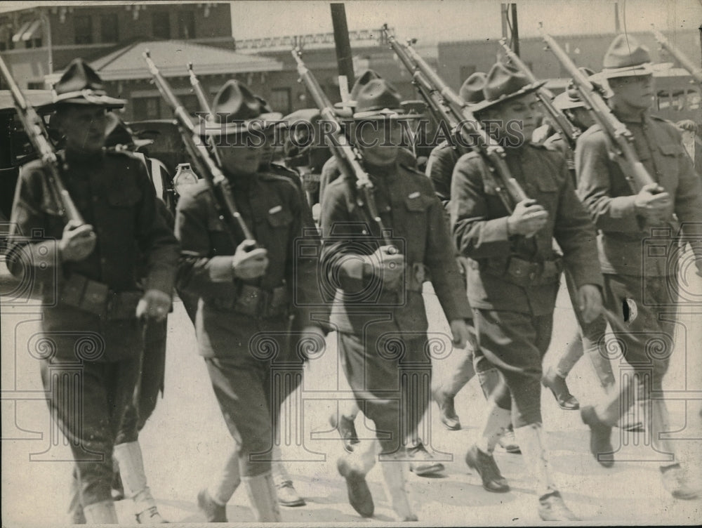 1923 U.S. Soldiers marching down the Streets. - Historic Images