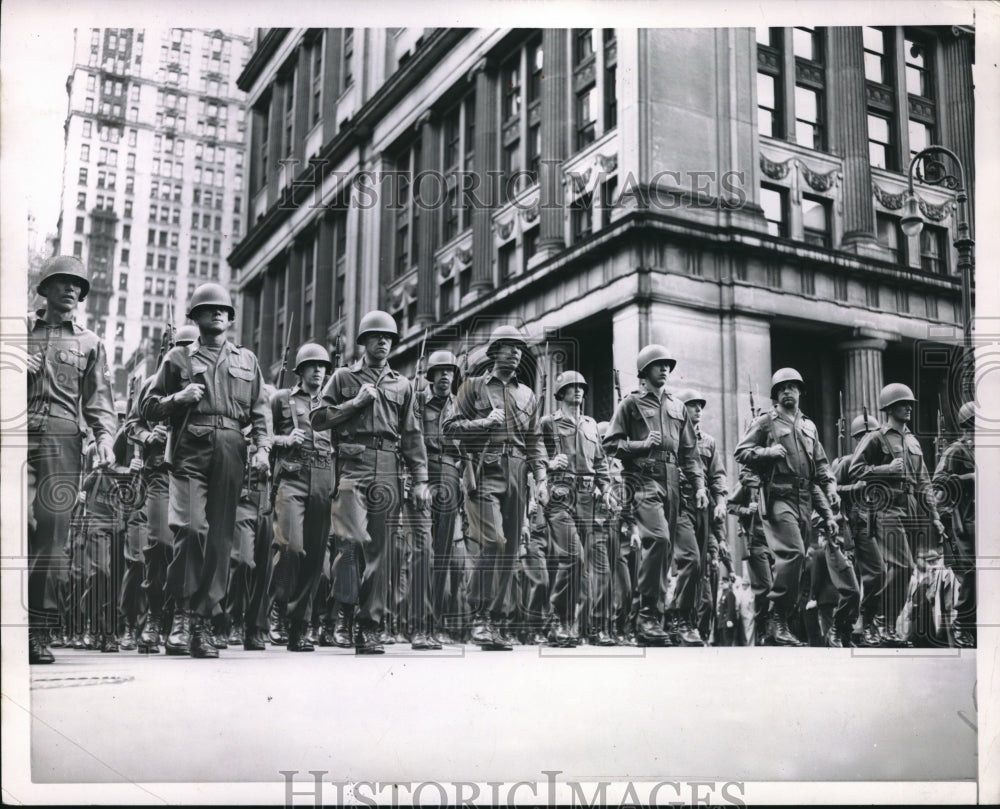 1951 United States Army marching at the street of New York, - Historic Images