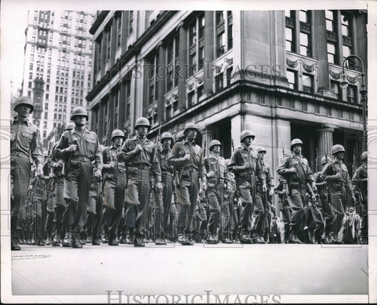 1951 United States Army marching at the street of New York, - Historic Images