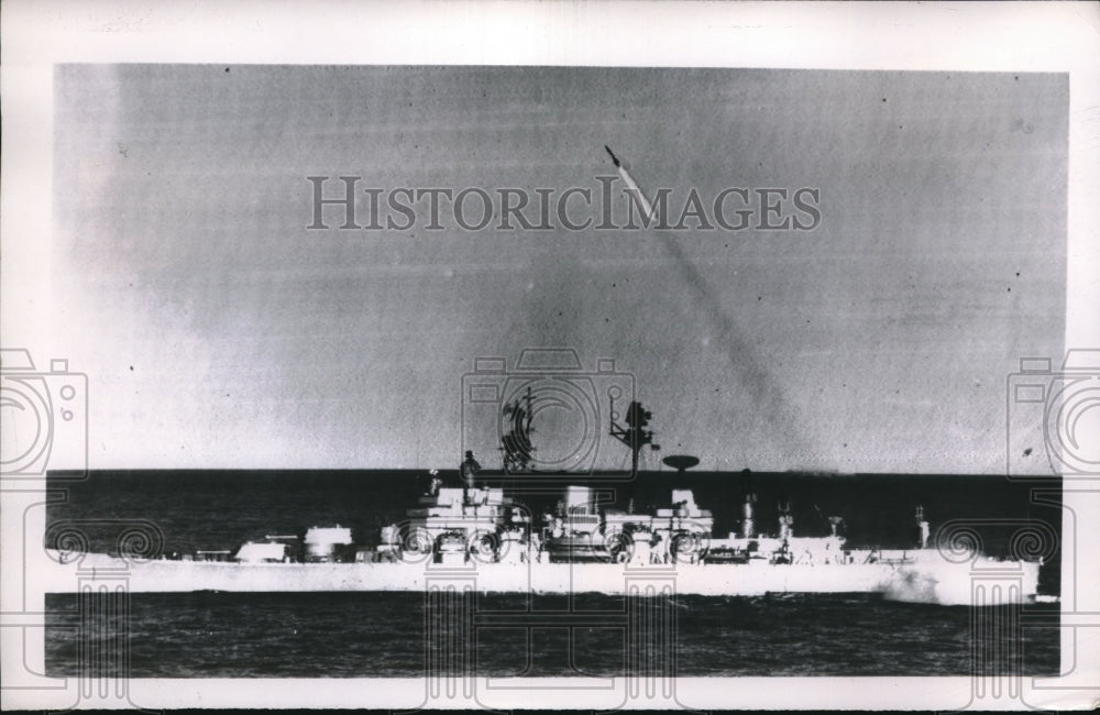 1957 U.S.Cruiser Boston launched the guided missile in Mediterranean - Historic Images