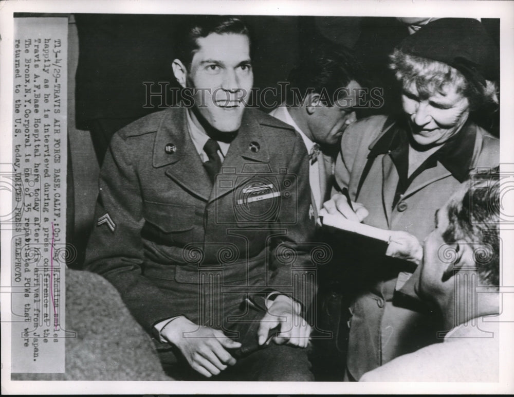 1953 Repatriated POWs Cpl. Ray H. Medium returned to U.S. from Japan - Historic Images