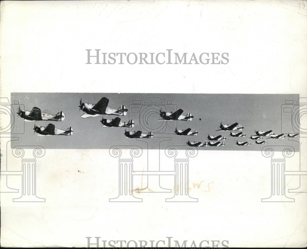 1940 Planes of U.S.Army 20th Pursuit Group over San Francisco Bay. - Historic Images