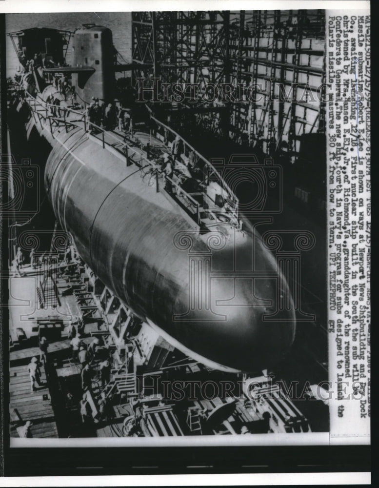 1959 Training Missile Submarine Robert Lee at Newport News Va. - Historic Images