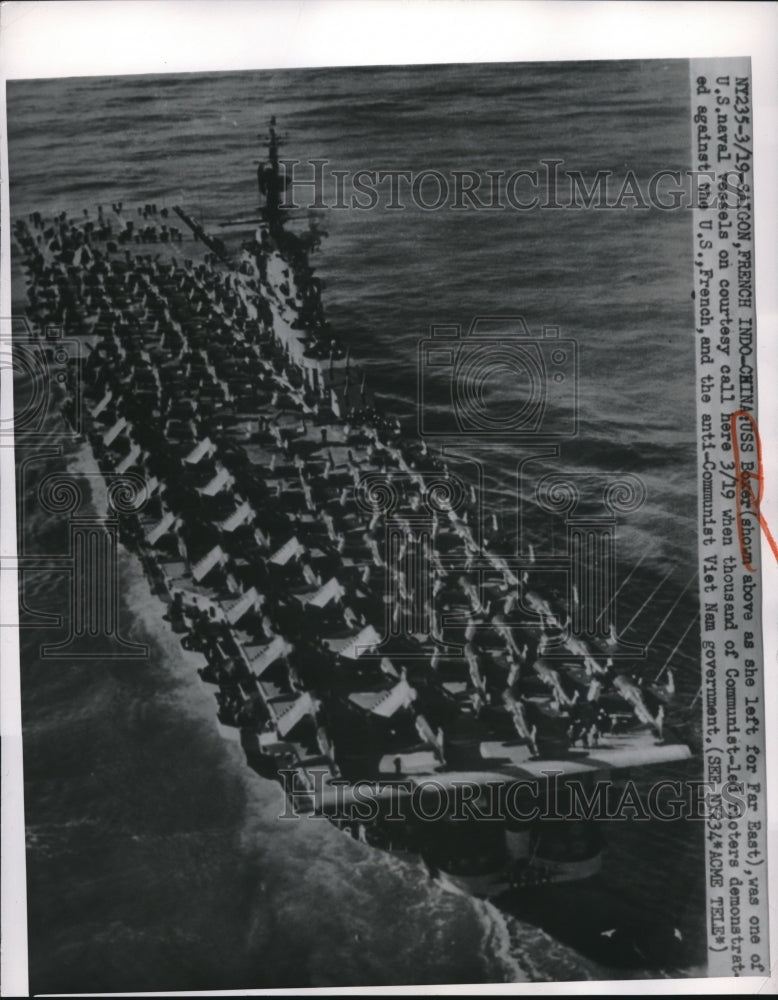 1950 USS Boxer of U.S. Naval Vessel left for the Far East. - Historic Images