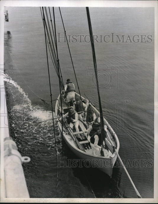 1937 Press Photo American Merchant Marine Cadet activities aboard ship - Historic Images