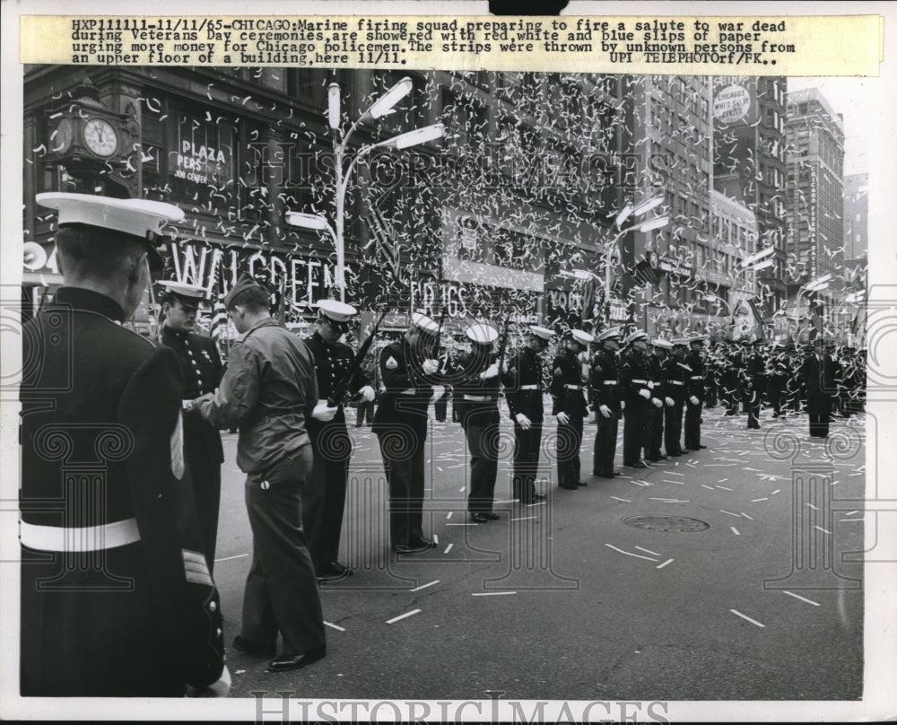 1965 Marine Firing Squad fire a salute during Veteran Day ceremonies - Historic Images