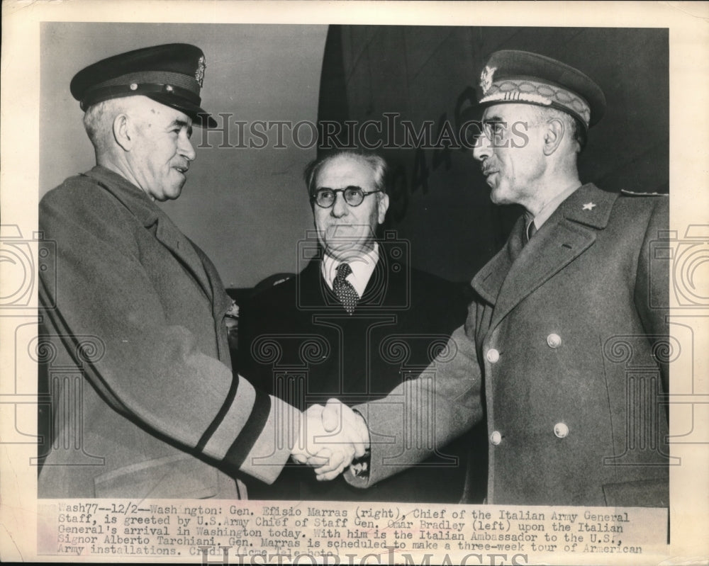 1948 Press Photo D.C&gt; Gen E Marras of Italy &amp; US Army Chief of Staff Gen Bradley - Historic Images