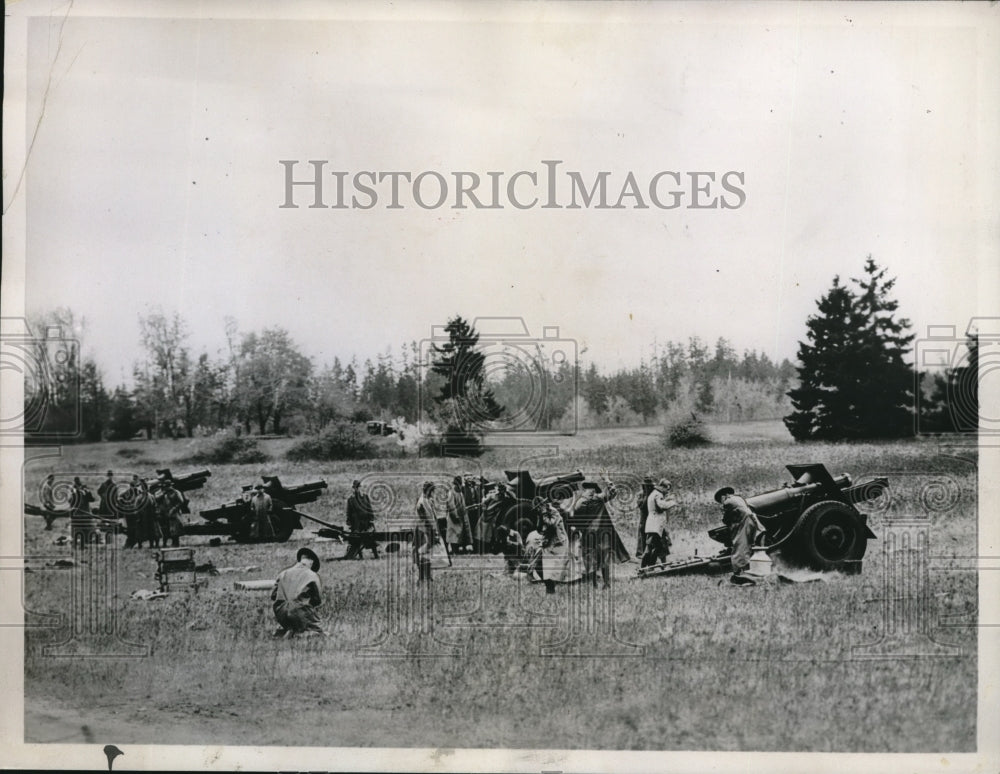 1937 Press Photo Ft Lewis,Wash. Field artillery on manuevers-Historic Images