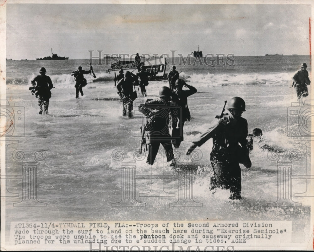 1948 Tyndall Field, Fla 2nd Armored Div troops in Exercise Seminole - Historic Images