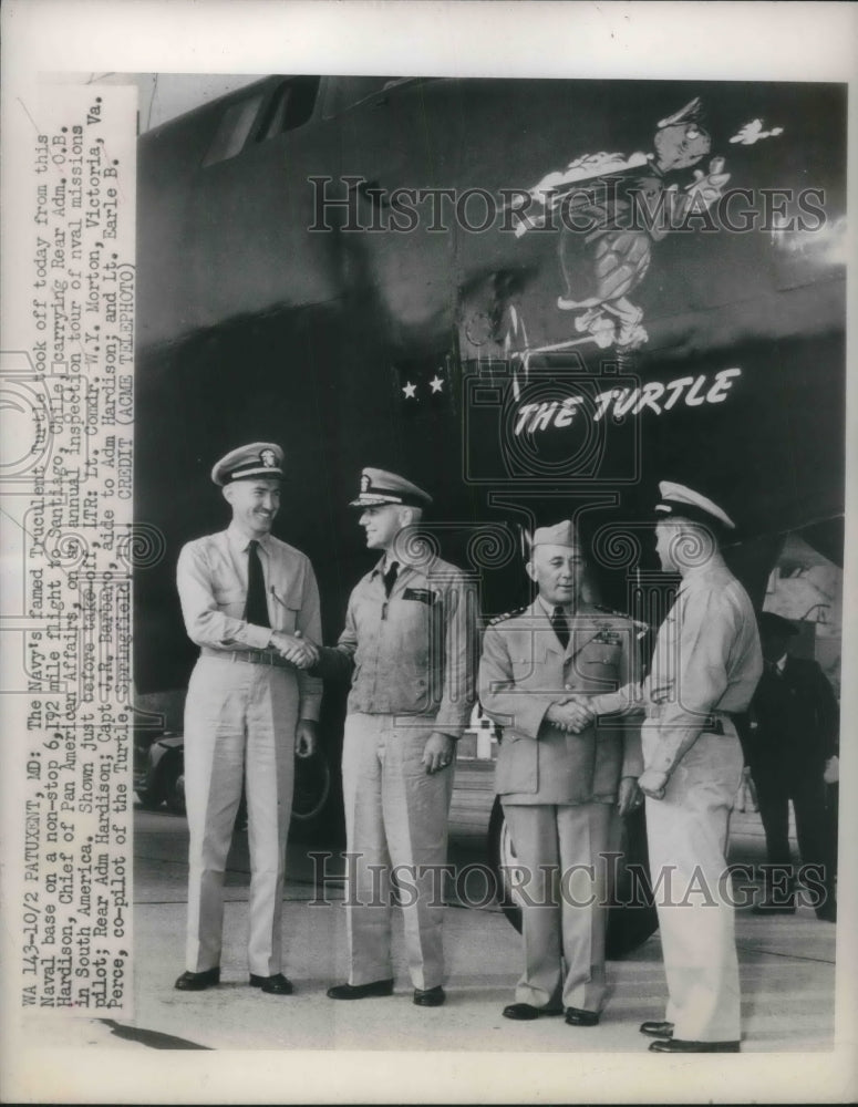 1948 Patuxent,Md Lt Cmdr WY Morton,Rear Adm Hardison,Capt JR Barbaro - Historic Images