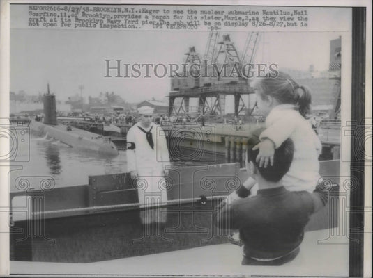 1958 Brooklyn, NY sub Nautilus at Navy yard - Historic Images
