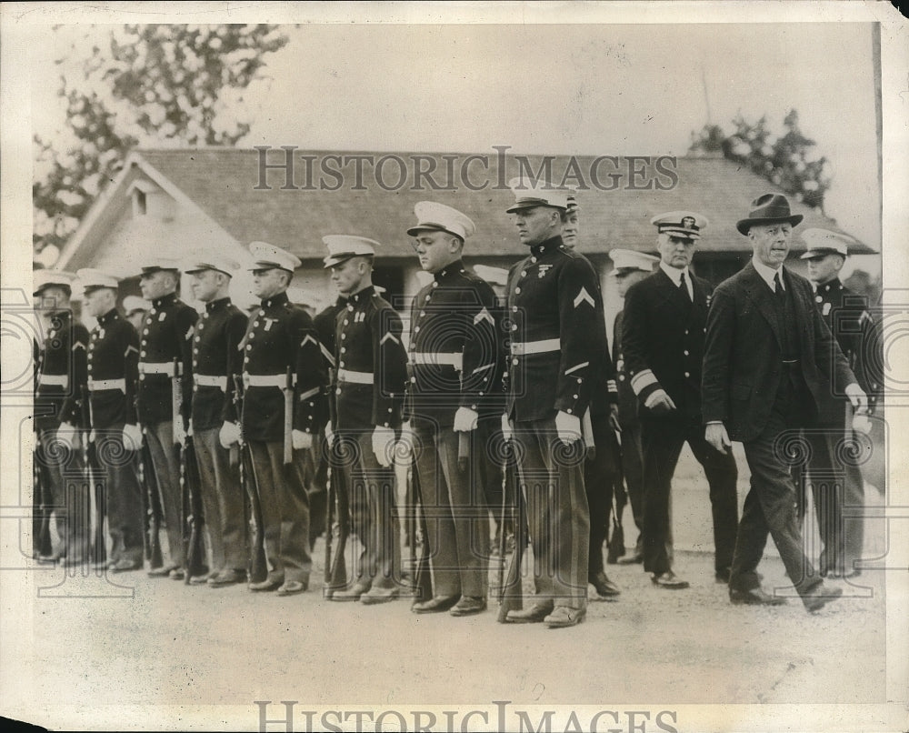 1931 Press Photo Sec of Navy CF Adams, Rear Adm EH Campbell in Seattle, Wash-Historic Images