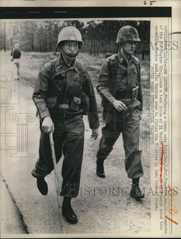 1962 Camp LeJeune NC Brig Gen R McC Thompkins &amp; soldiers - Historic Images