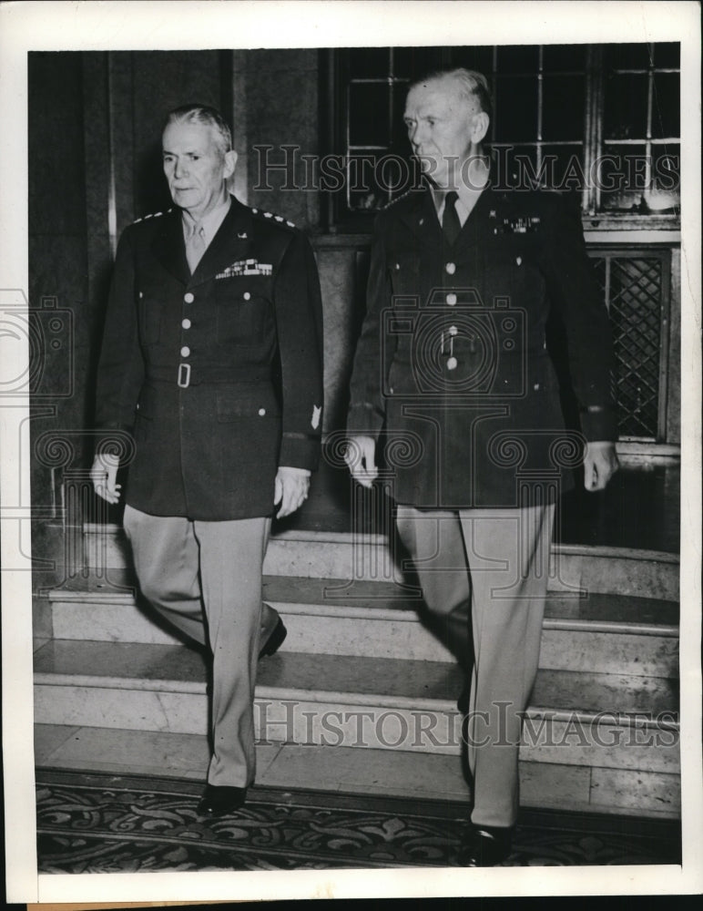 1944 Lt General GR Somervell &amp; General George C Marshall in Quebec - Historic Images