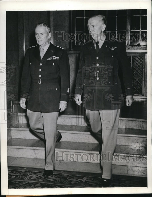 1944 Lt General GR Somervell & General George C Marshall in Quebec - Historic Images