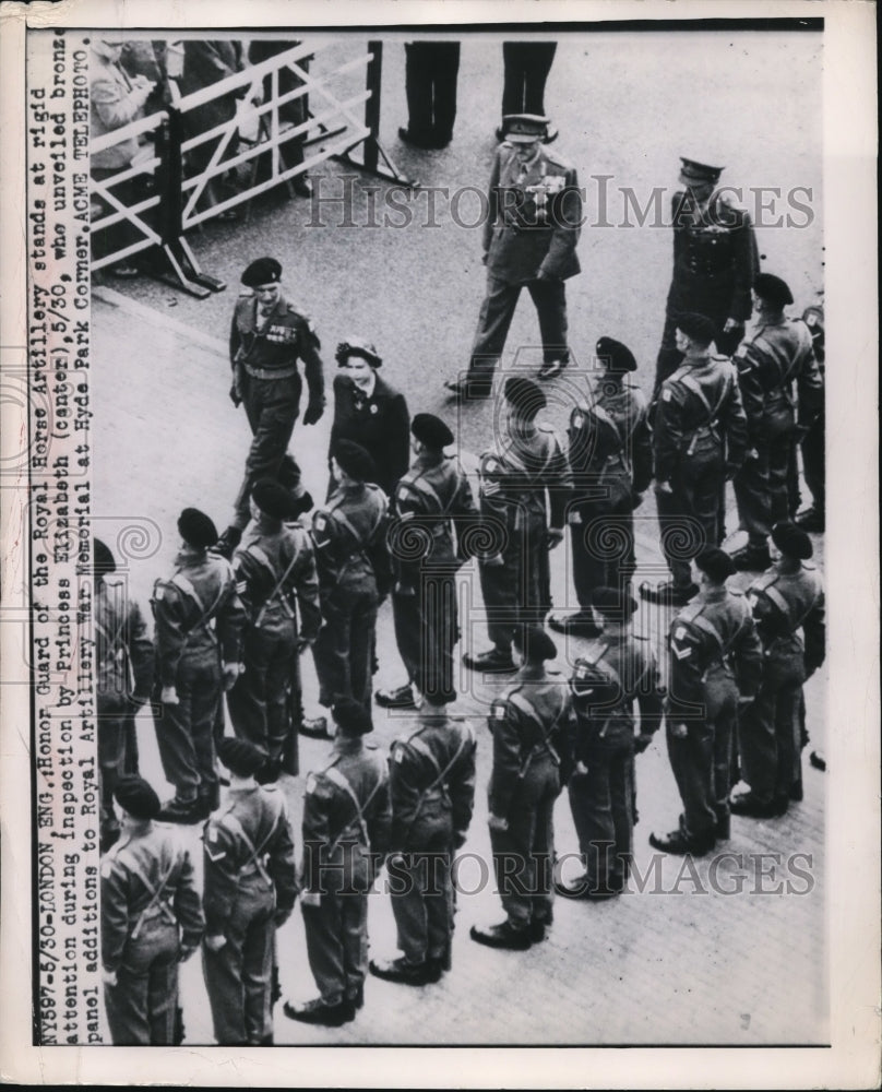 1949 Press Photo Honor Guard of Royal Horse Artillery &amp; Princess Elizabeth-Historic Images