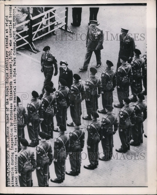 1949 Press Photo Honor Guard of Royal Horse Artillery & Princess Elizabeth-Historic Images