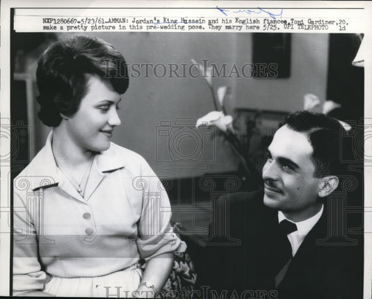 1961 Press Photo Amman, Jordan King Hussein and Fiancee Toni Gardiner-Historic Images