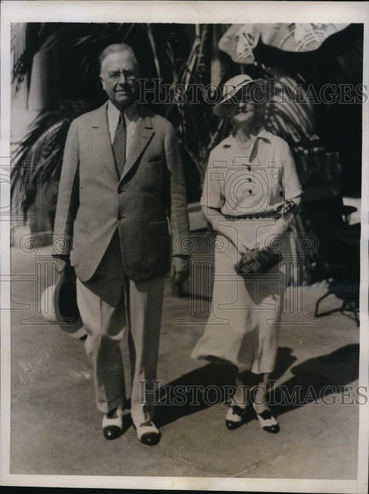 1935 Press Photo Former Mayor and Wife Enjoy Southern Vacation at Miami Florida - Historic Images